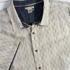 Carbon 2 Cobalt Shirt Men Size XL Multi Striped Textured Cotton Button Up Casual